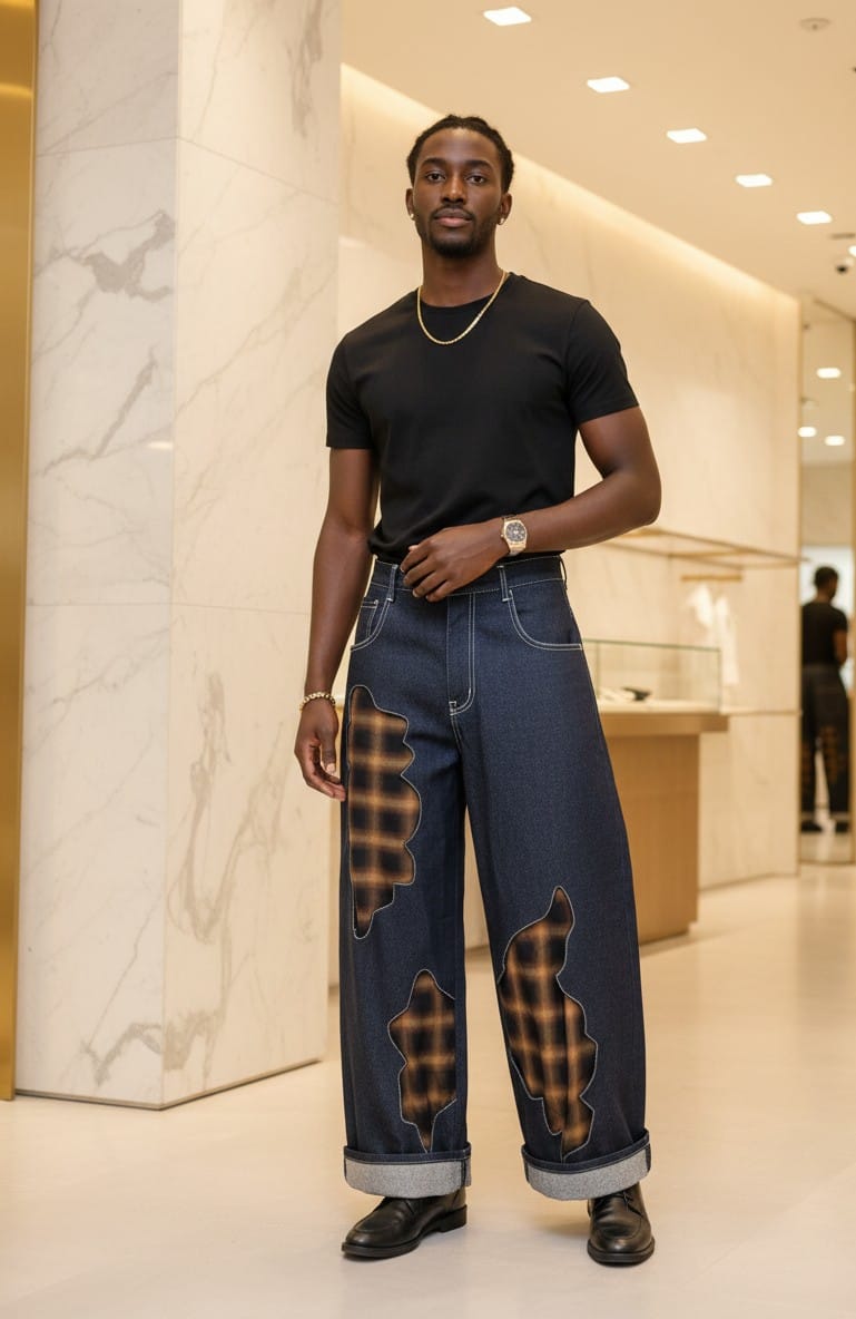 Men fitted denim trouser