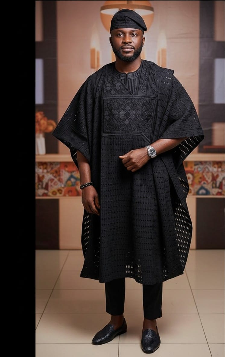 Men full black Native outfit